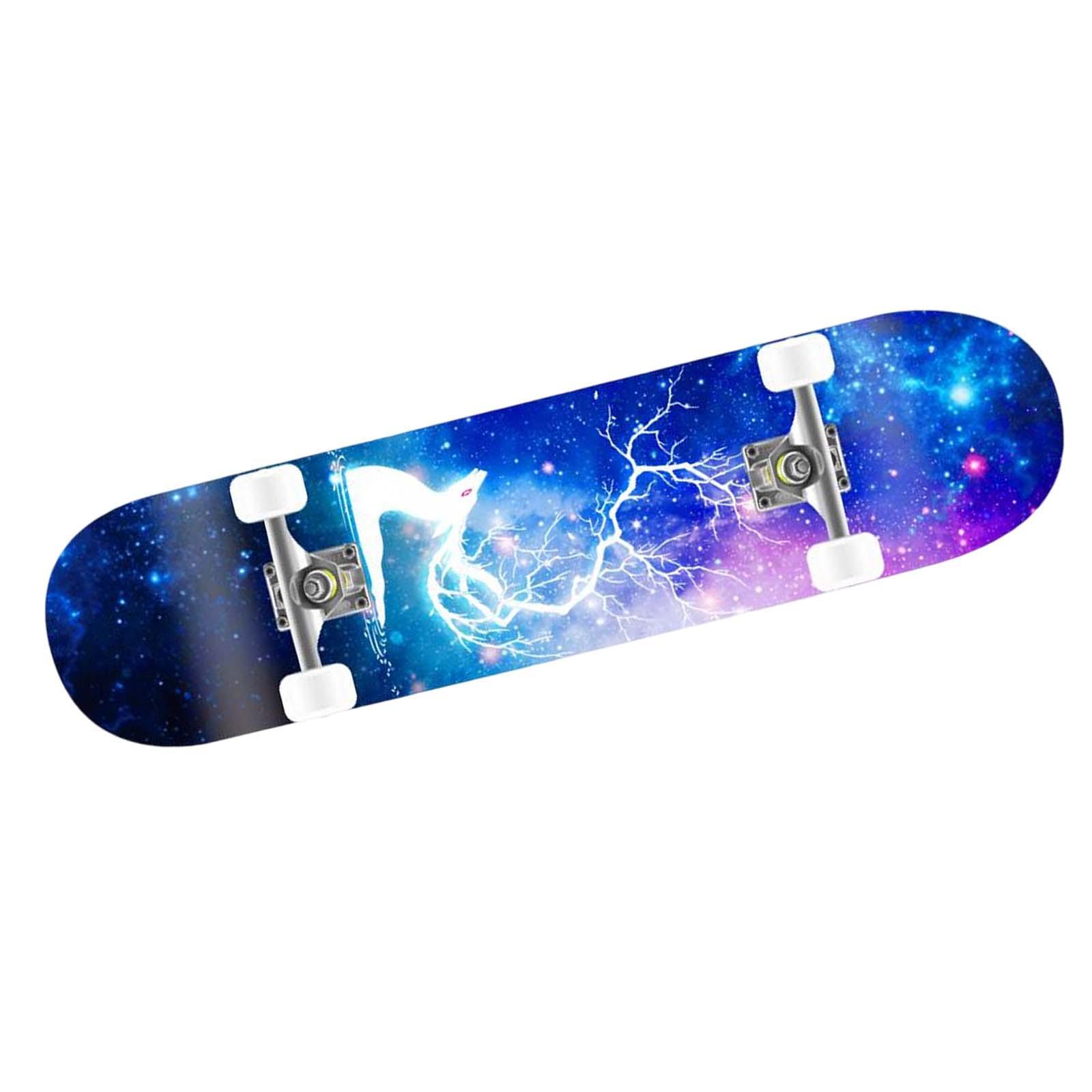 Complete Skateboard Double Kick PU Wheel Wooden Deck Cruiser for Beginners Kids Women Man