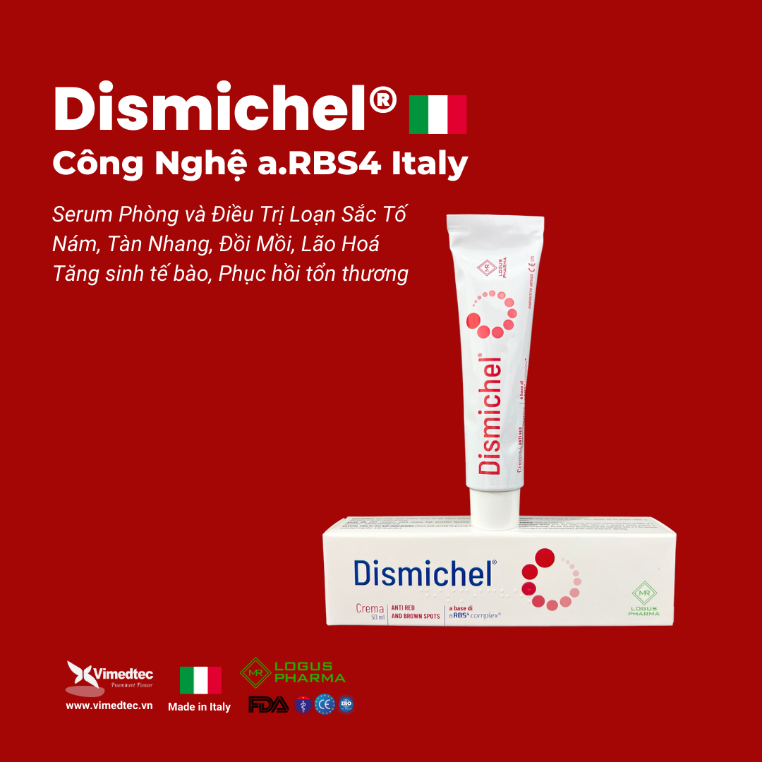 Dismichel Kem Serum Chống Lão Hoá Dưỡng Trắng Đều Màu Da Loạn Tăng Sắc Tố Hemosiderin Và Melanin Nám, Rạm, Tàn Nhang, Đồi Mồi, Quầng Thâm Toàn Thân, Sẹo, Tăng Sinh Tế Bào, Thẩm Thấu Dưỡng Ẩm Sâu. Viêm Da. Phục Hồi Tổn Thương Thẩm Mỹ. Nhập Khẩu Italy