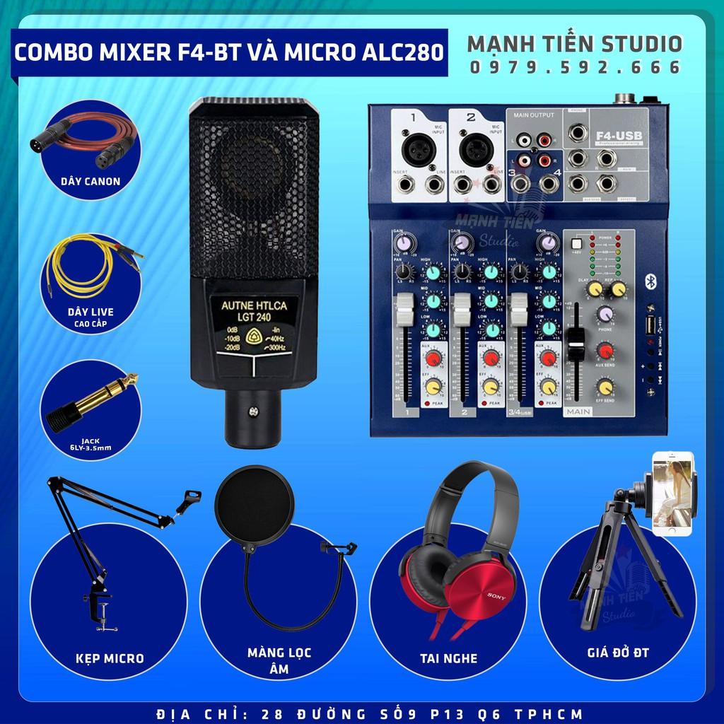 Combo thu âm livestream karaoke bán hàng onl tiktok idol bigo cctalk MIXER F4 Bluetooth Và Micro U87 tặng full phụ kiện