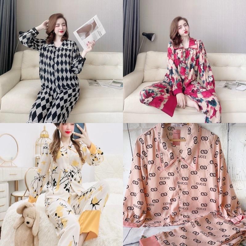 Đồ bộ nữ cổ nhọn tay dài, đồ bộ mặc nhà chất liệu mango size dưới 65kg
