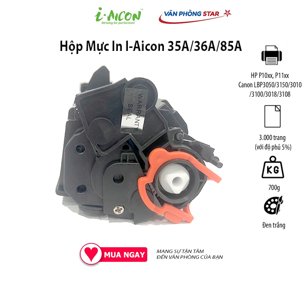 [hàng chính hãng] Hộp mực 35a/36A/85A thương hiệu I.aicon mã mực 35a/36A/85A dành cho máy in  HP/Canon 125/312/313/325/712/713 chất lượng bản in đẹp, tương thích tốt