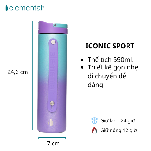 Bình giữ nhiệt Elemental Iconic Sport 590ml, giữ nhiệt vượt trội, an toàn sức khỏe, giá siêu hot
