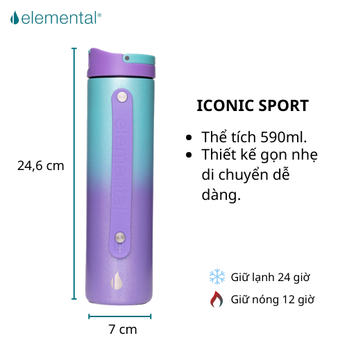 [Phiên bản giới hạn (Limited)_ Thương hiệu Mỹ] Bình giữ nhiệt Elemental Iconic Sport 590ml, giữ nhiệt vượt trội, an toàn sức khỏe, giá siêu hot