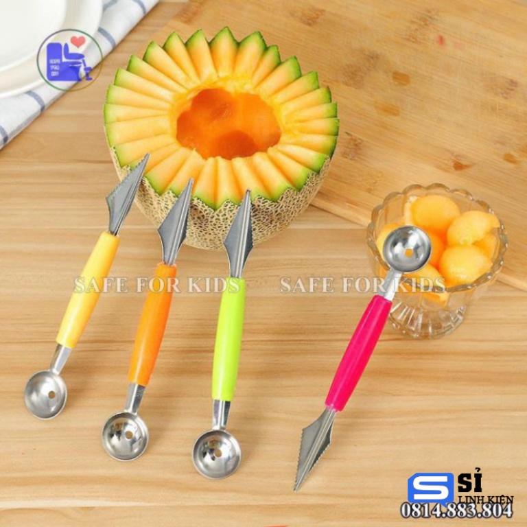 Dao Khắc Hoa Quả - Dụng Cụ Khắc Tỉa Nạo Hoa Quả 2 Đầu Có Lỗ Tạo Viên