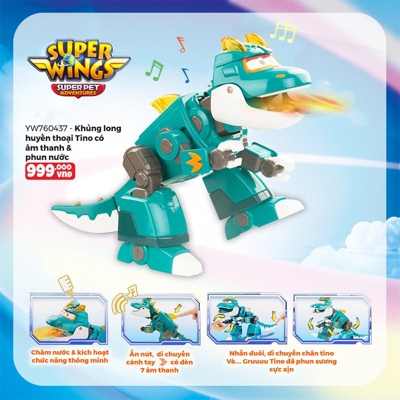 Đồ Chơi SUPERWINGS Khủng Long Huyền Thoại Tino Có Âm Thanh &amp;  Phun Nước YW760437