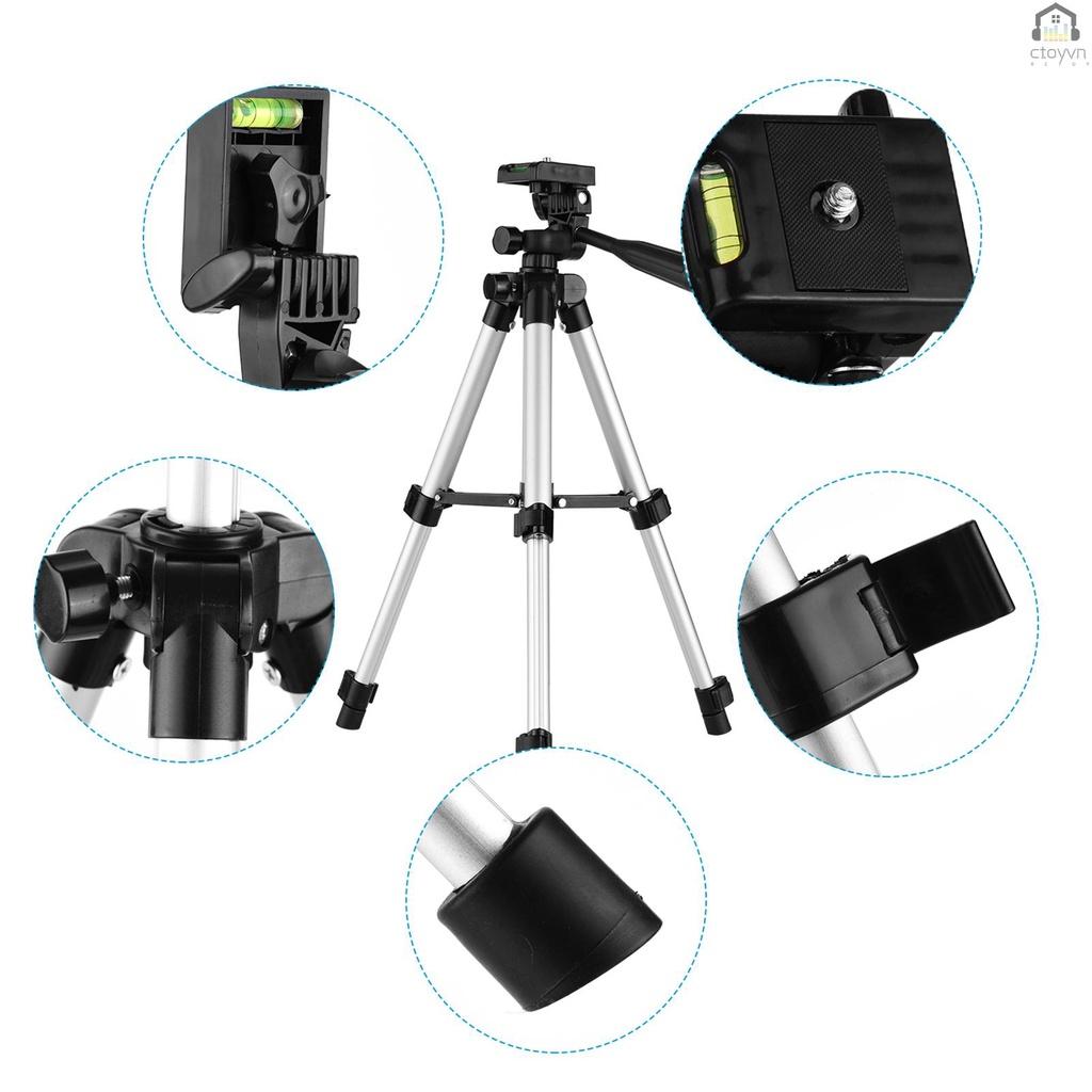 Giá đỡ ba chân để bàn mini bằng hợp kim nhôm có ốc vít điều chỉnh chiều cao 21cm-65cm kèm túi đựng cho điện thoại