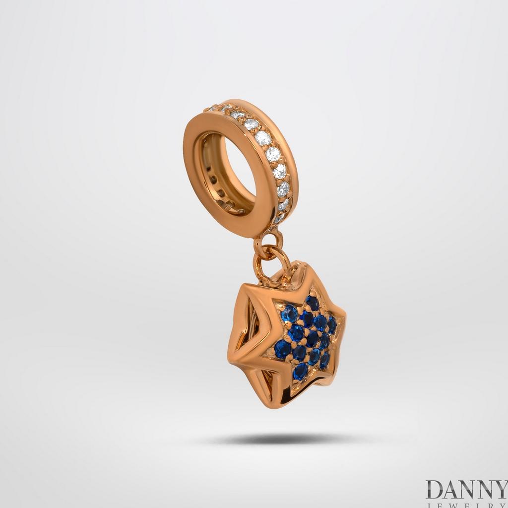 Charm Bạc 925 Danny Jewelry Biểu tượng Ngôi Sao Đính Đá CZ PK013S Xi Rhodium/Vàng hồng