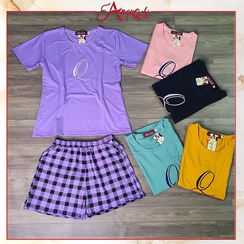 Đồ Bộ Nữ Mặc Nhà Anquachi Đẹp Thun Cotton Nữ Mặc Ngủ Ở Nhà Dễ Thương Quần Đùi Cute A064