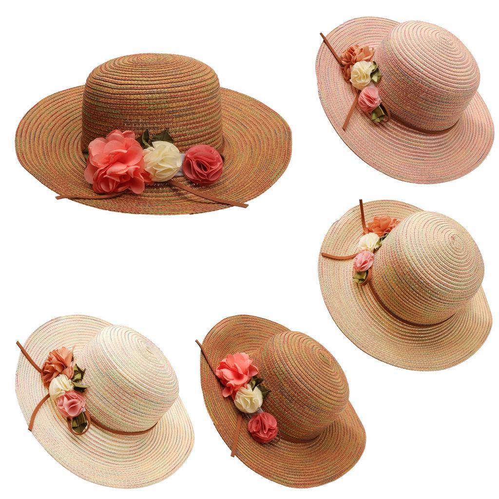 Foldable Sun Hat Beach Cap Flower Floppy Wide Brim Bohemia Cap for Women Ladies