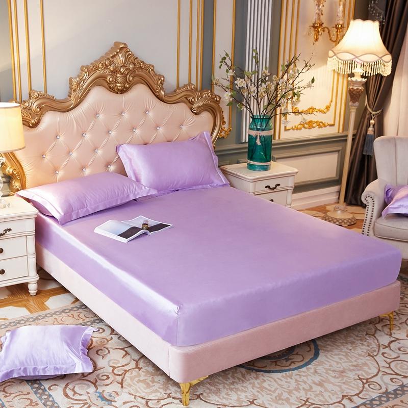 Cao Cấp Lụa Satin Trang Bị Bedsheet Áo Gối Màu Trơn Thun Bọc Nệm Nhà Chăn Ga Giường Matress Bao
