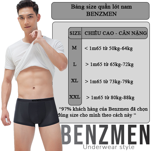 COMBO 5 Quần Sịp Nam Tam Giác Benzmen dáng Briefs, Chất Liệu Cotton Mềm Mại Thấm Hút Mồ Hôi, Thoáng Khí, Kháng Khuẩn - BF03