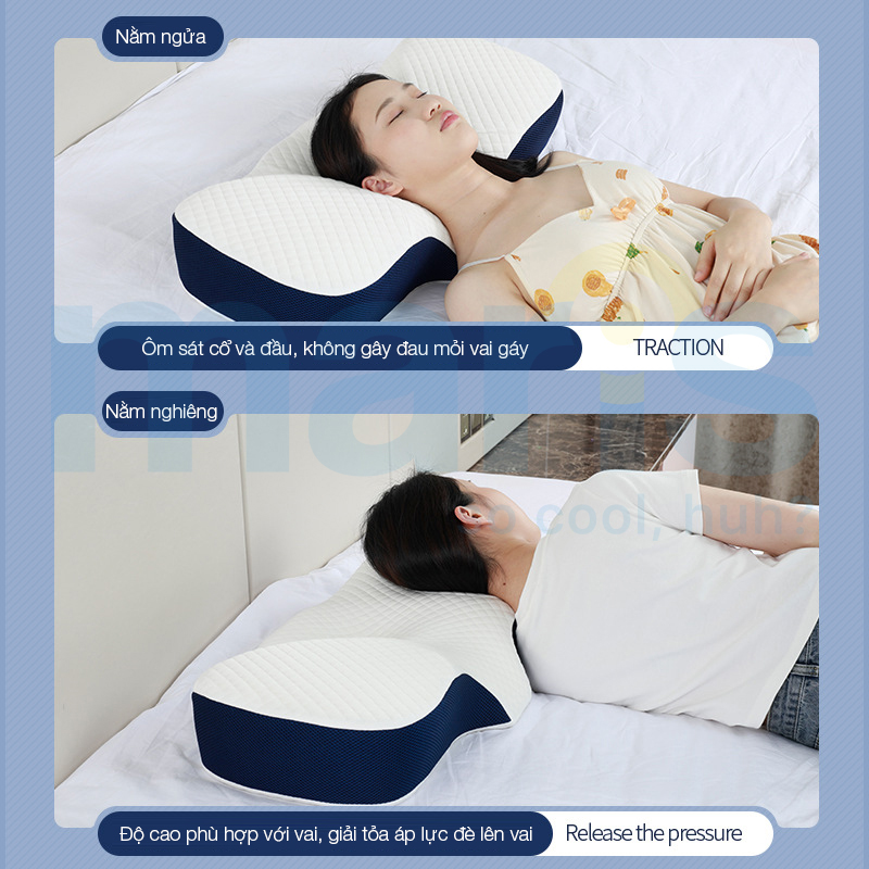 Gối Ngủ Ngon Memory Foam Cao Cấp Maris Mr-709, Chống Đau Mỏi Vai Gáy, Đau Đốt Sống Cổ