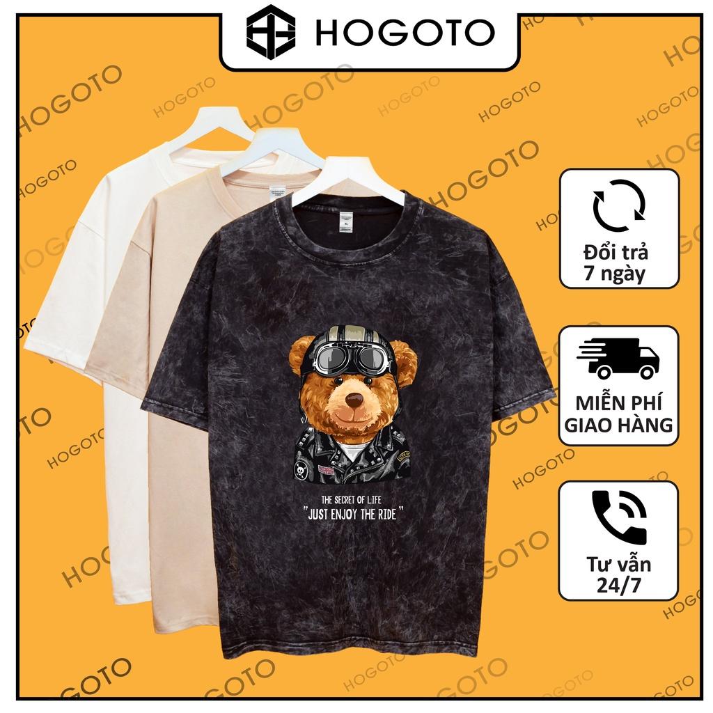 Áo thun tay lỡ GẤU PHI CÔNG Hogoto shop , Áo thun unisex nam nữ from rộng oversize chất liệu cotton