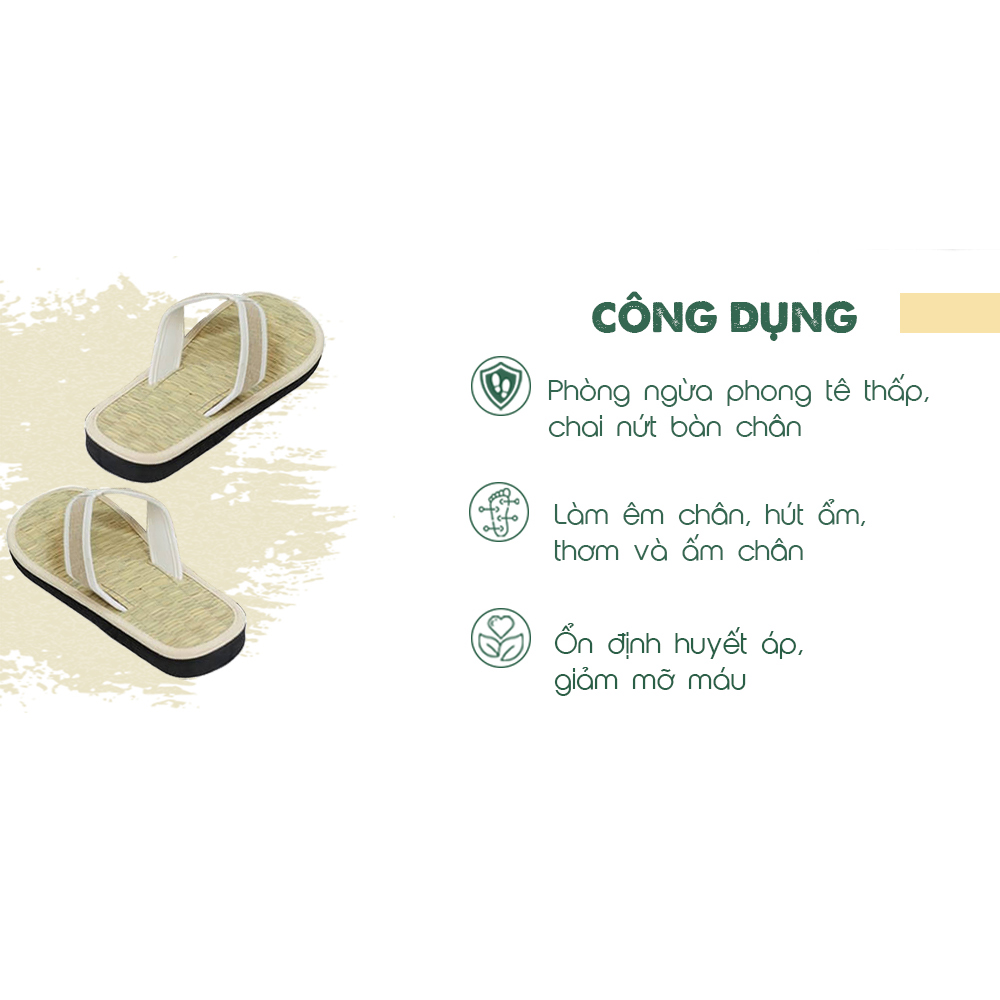 Dép chiếu Hương Quế DCQ-12 là một sản phẩm thủ công đẹp, sang trọng và tốt cho sức khoẻ người mang