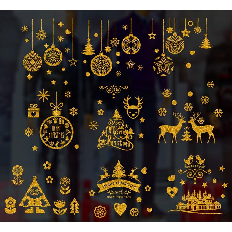 Decal Trang Trí Noel Hai Mặt Hít Tĩnh Điện - PHỤ KIỆN NOEL KIM TUYẾN NHIỀU MẪU