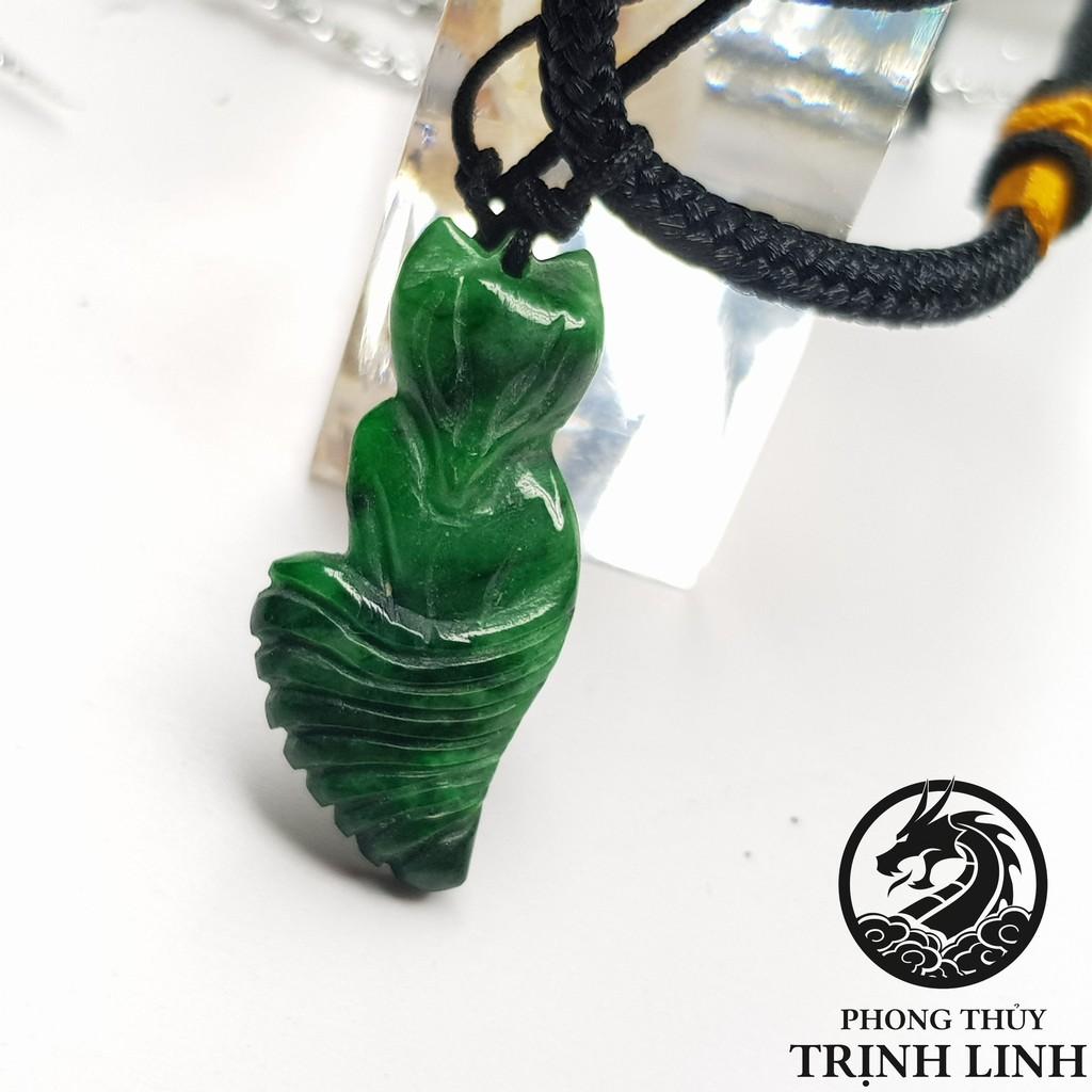 VÒNG CỔ CỬU VỸ HỒ LY ĐUÔI VŨ DÀI XANH LÁ ĐỐM ĐEN 3CM