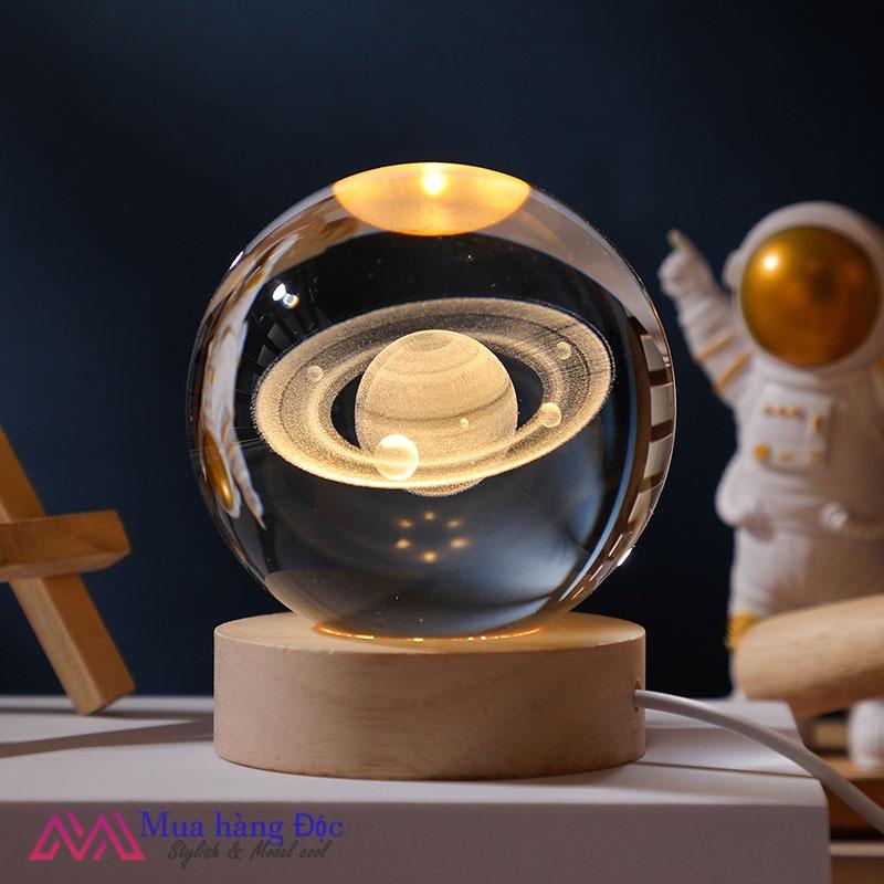 Bộ Quà Tặng Quả Cầu Pha Lê 3D LED Sao Thổ