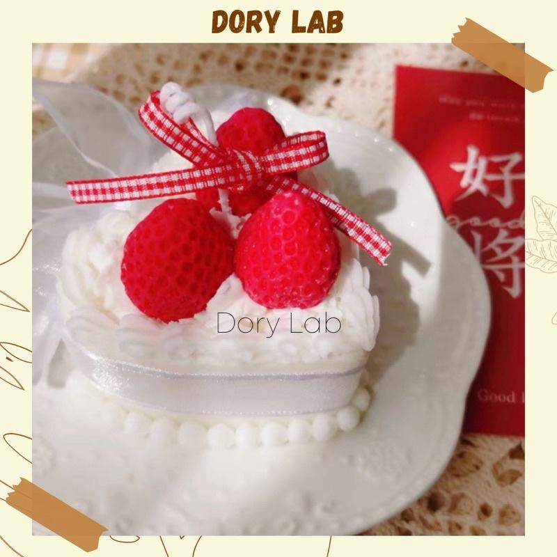 Nến Thơm Bánh Kem Trái Tim Mix Dâu Tây Không Khói, Quà Tặng Valentine, Sinh Nhật - Dory Lab