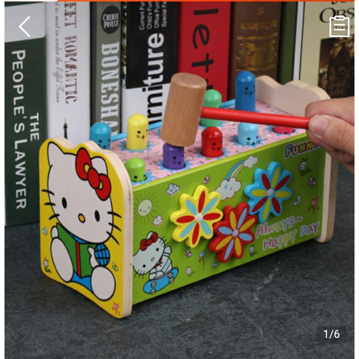 Đồ chơi gỗ thông minh - Hộp đập chuột kết hợp đàn cho bé tập phản ứng nhanh nhạy của đôi tay và phân biệt màu sắc cơ bản MK00103