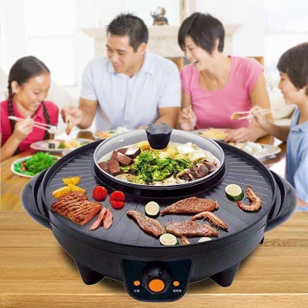 Bếp lẩu nướng tròn đa năng 2in1 1600W đường kính 38cm 1.8L