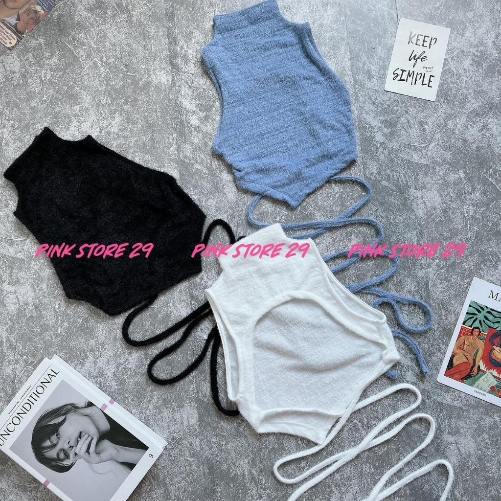 Áo croptop sát nách PINKSTORE29 chất lông, khoe lưng gợi cảm A5496