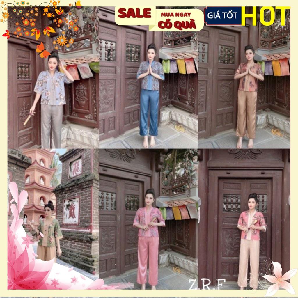 BPT210 SET BỘ LỤA PHẬT TỬ CỔ TIM CHO NỮ