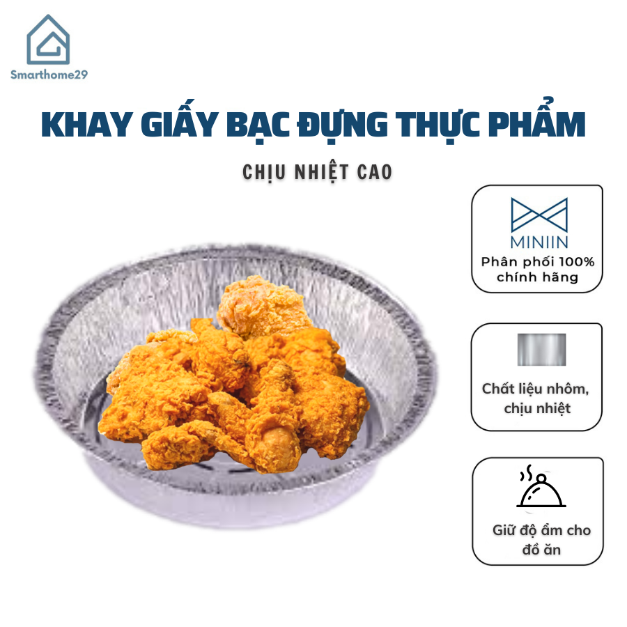 Khay Giấy Bạc, Khay Bạc Đựng Thực Phẩm Lót Nồi Chiên Không Dầu Chịu Nhiệt Cao - Hàng Loại 1 - Chính Hãng Miniin - 20 Cái - Dạng Đĩa