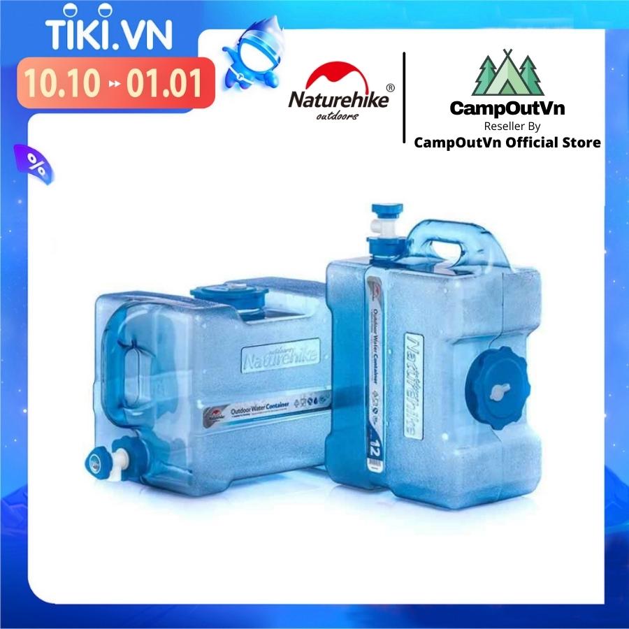 Đồ cắm trại can thùng nước sinh hoạt Naturehike campoutvn NH18S024-T du lịch dã ngoại linh hoạt tiện lợi có van vặn nhựa PVC an toàn sức khoẻ A279