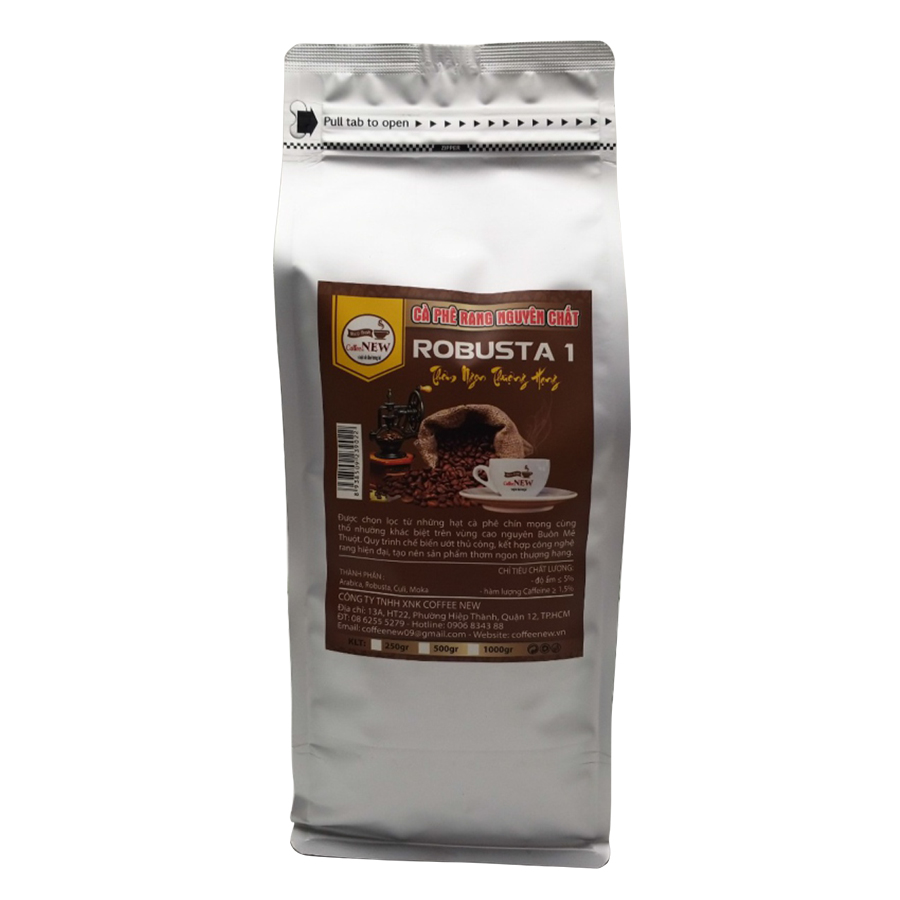 Cà Phê ROBUSTA1 - Rang Mộc Nguyên Chất (Gói 1000gr) - Dạng Hạt Pha Máy Hoặc Pha Phin - Coffee New
