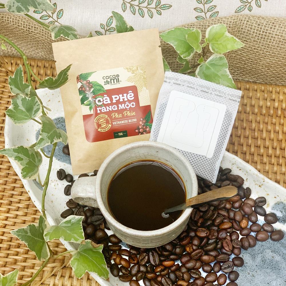 Cà phê nguyên chất rang mộc Blend Robusta và Arabica đậm đà thơm cafe pha phin ngon Cacao Mi 15g-250g