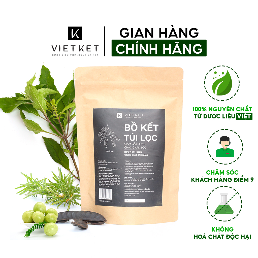 Bồ kết túi lọc VIETKET (VIỆT KẾT) 20 gói - GIẢM GÀU, GIẢM RỤNG, TÓC KHỎE