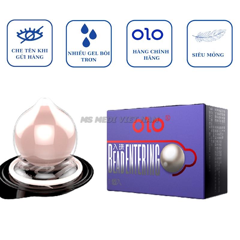 Bao cao su OLO Siêu mỏng, gel bôi trơn gốc nước + 1 bi 3cm tăng kích thước, kích thích điểm G.