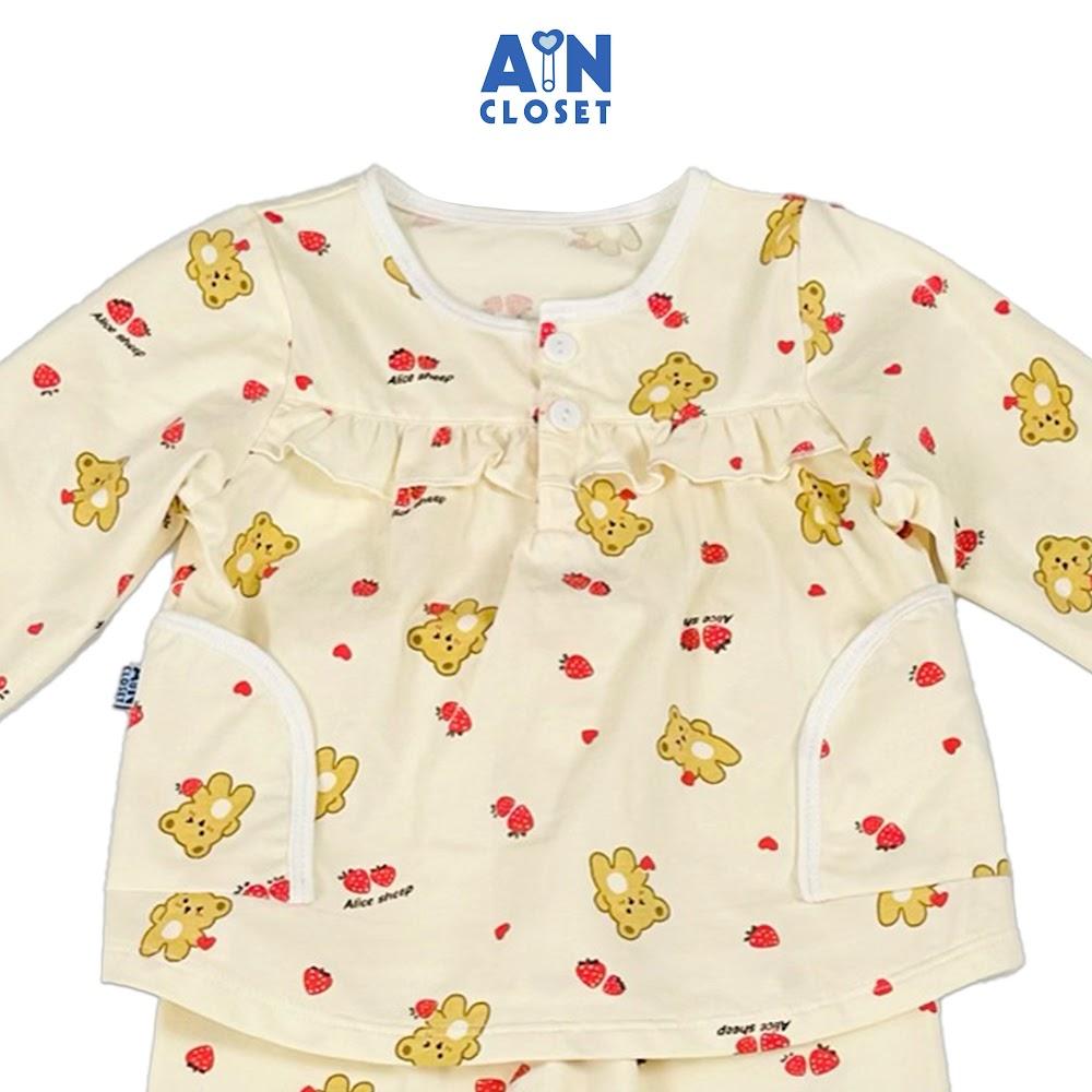 Bộ quần áo Dài bé gái họa tiết Gấu Dâu Nhí Thun lụa - AICDBGFITAAD - AIN Closet
