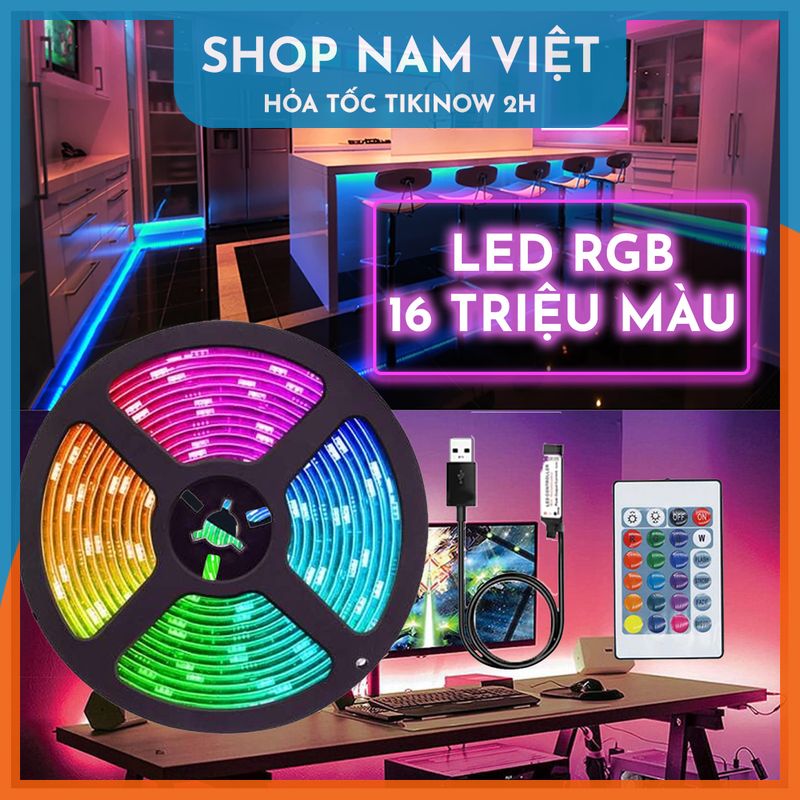 Dây Đèn LED Siêu Sáng 5050 RGB Chống Nước Quấn Cây Trang Trí Ngoài Trời