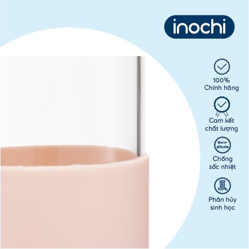 Bình nước thuỷ tinh bọc silicon Inochi - Nikko 550 ml (có quai)