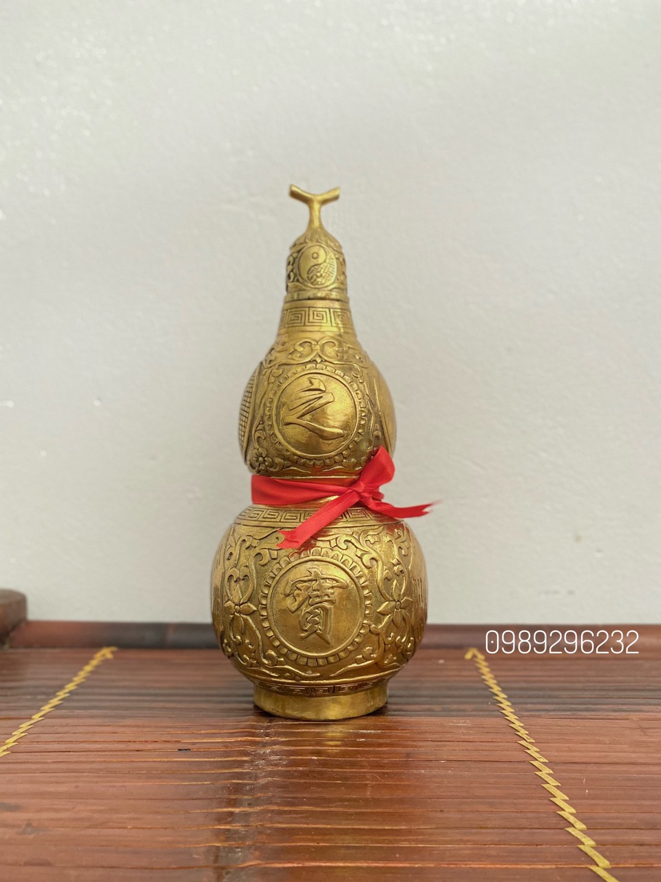 Hồ Lô bát quái bằng đồng vàng phong thuỷ cao 30cm