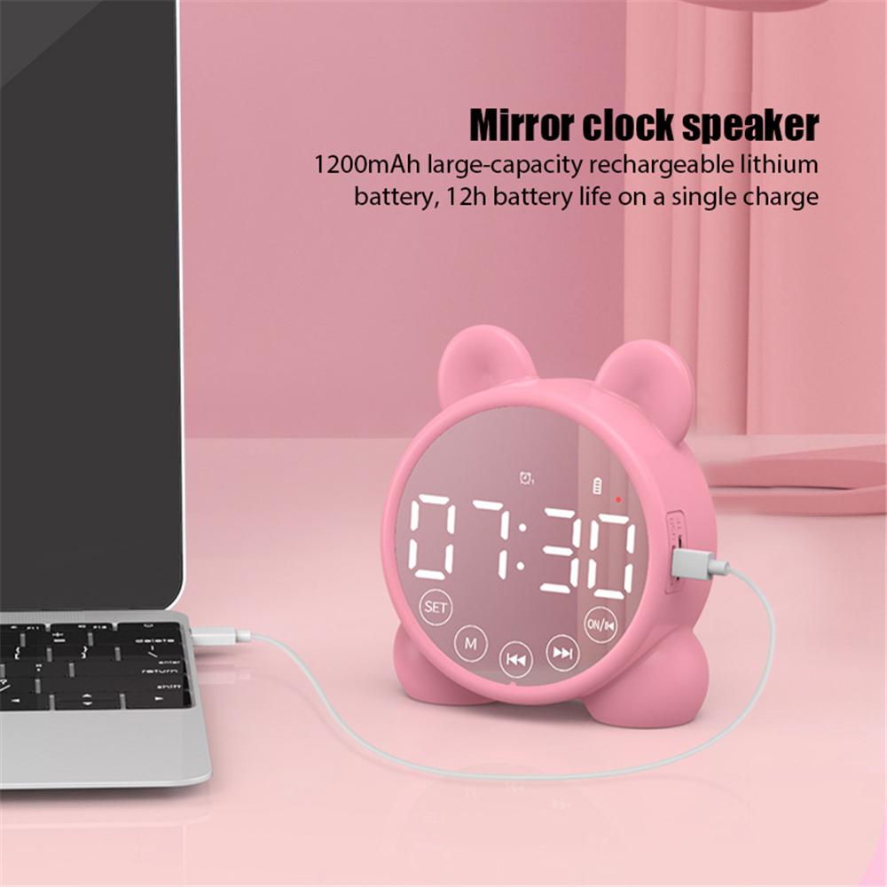 Loa Bluetooth không dây Đài FM Hộp âm thanh Đồng hồ báo thức để bàn Loa siêu trầm Máy nghe nhạc Thẻ TF Hộp loa mini cho tất cả điện thoại Màu sắc: Trắng