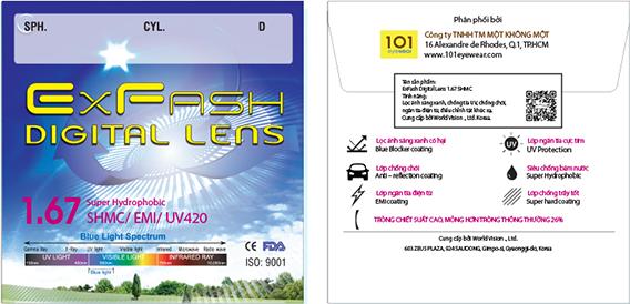 Tròng kính cận EXFASH DIGITIAL LENS 1.67 SHMC 420UV (1 miếng)