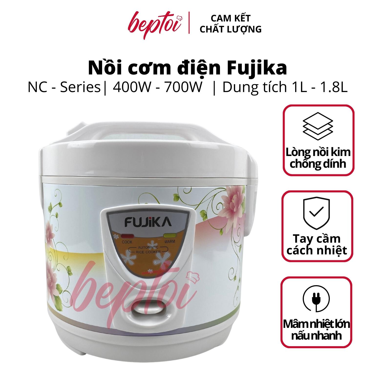 Nồi cơm điện nắp gài Fujika, nồi cơm điện mini dung tích 1L - 1.5L - 1.8L NC-Series - Hàng chính hãng