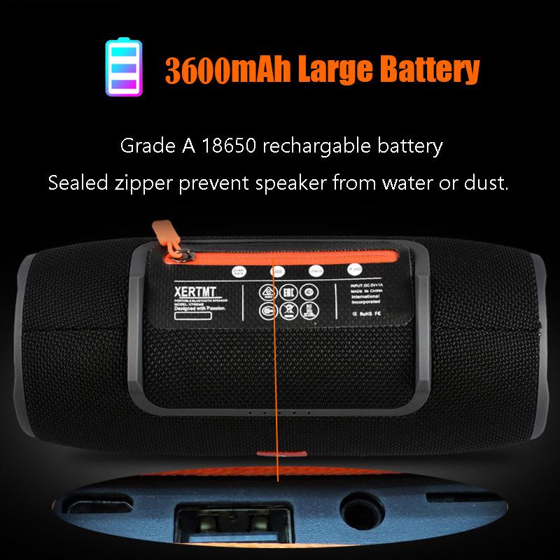 Loa Di Động Caixinha De Som Bluetooth 3600MAh 40W Chống Nước TWS PC MP3 MP4 Cột Bass Điện Thoại Loa Siêu Trầm Boombox USB AUX TF Color: Gray