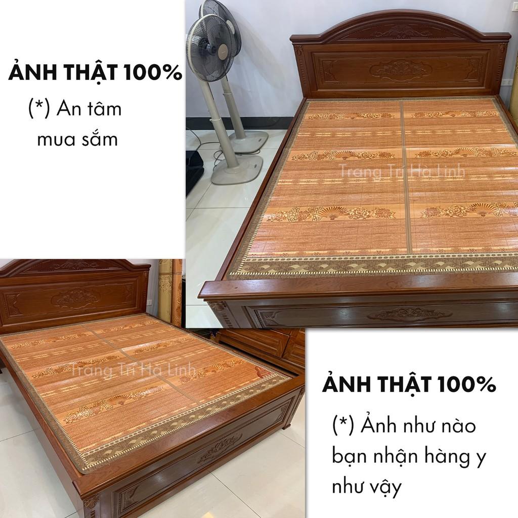 Chiếu trúc tăm vân gỗ in hoa mát lạnh mùa hè màu gỗ m6x2m - m8x2m