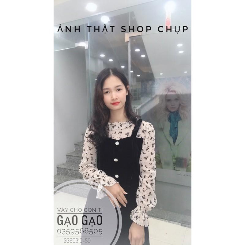 Váy nhung phối voan hoa sang chảnh KÈM ẢNH THẬT