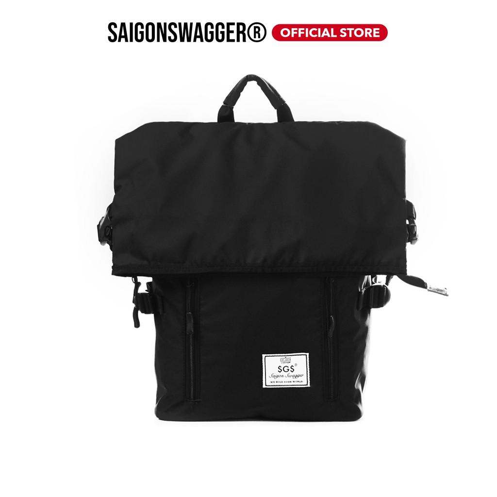 Balo Quấn Đen SAIGON SWAGGER SGS Black Rolltop Backpack- Ngăn Chống Sốc Laptop