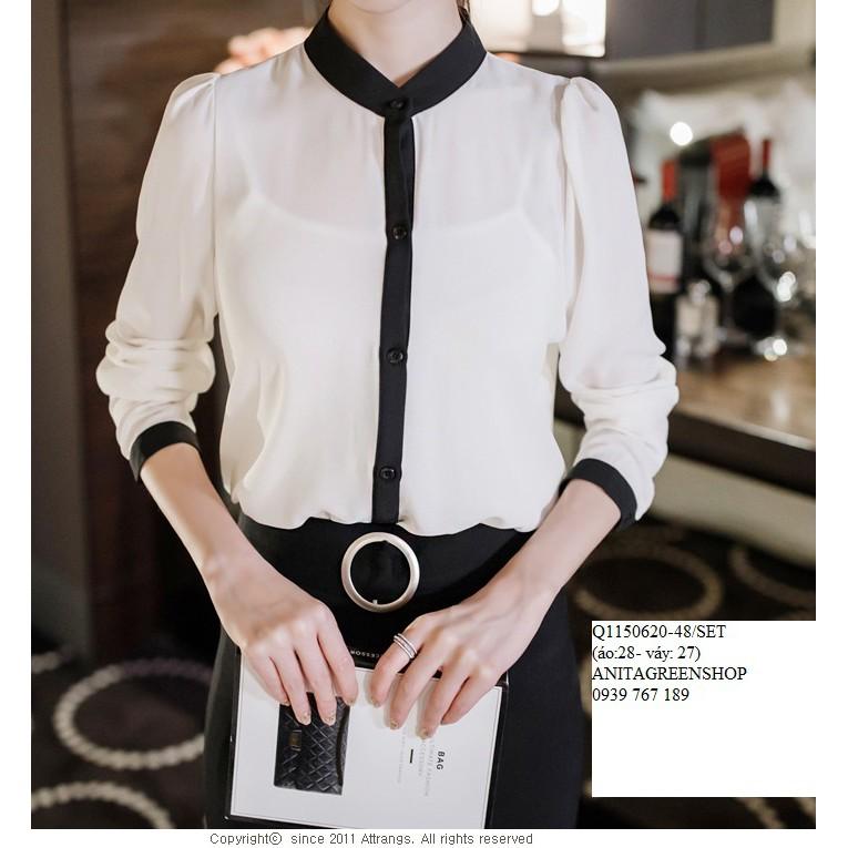 Q1150620 SET ÁO PHỐI CHÂN VÁY CÔNG SỞ