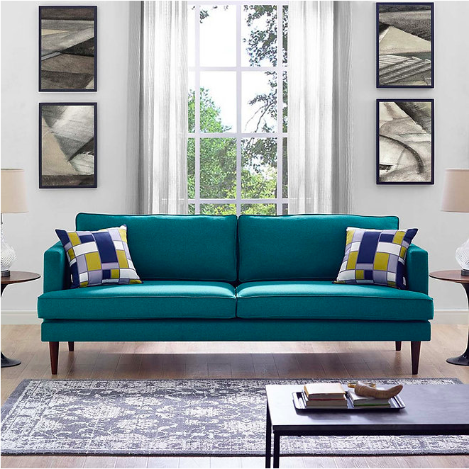 Ghế sofa băng Teal bọc vải bố nỉ/nhung cho căn hộ chung cư