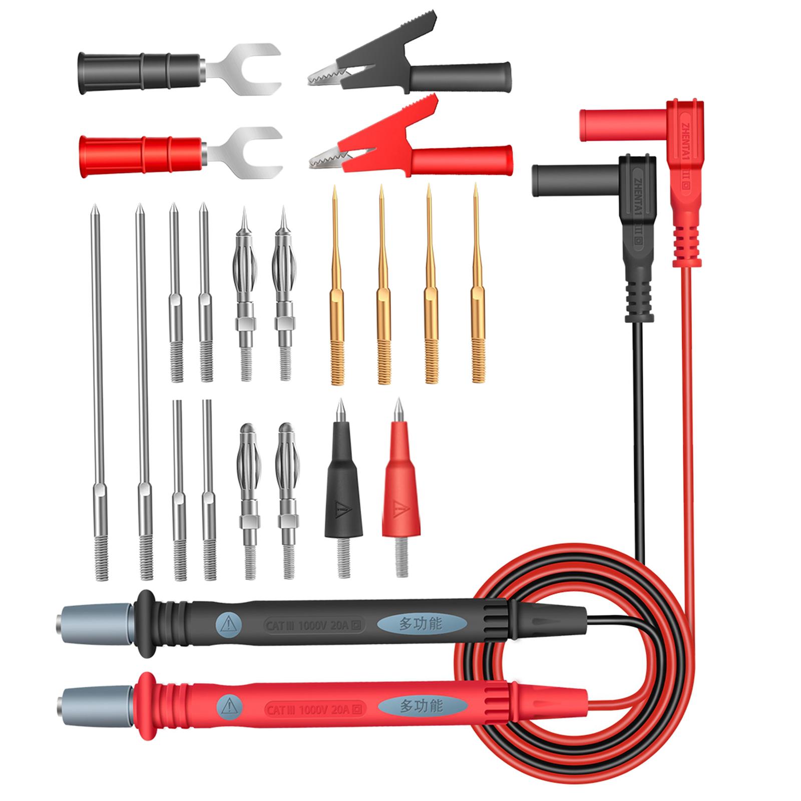 22 in 1 Electronic Test Leads Kit, Digital Multimeter Leads, with Alligator Clips ,Replaceable Probes Tips ,Accs Kit for Digital Multi Meter