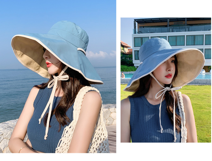 Hình ảnh Mũ rộng vành chống nắng chống tia cực tím đội 2 mặt, nón nữ đi nắng phủ chống tia UV cao cấp