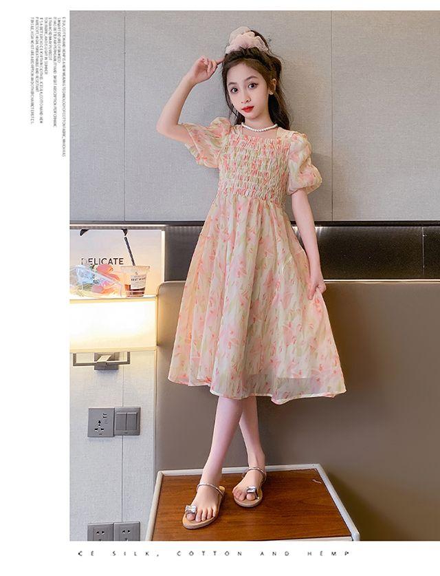 DONGSHOP HOT Cô gái váy mùa hè phong cách phương Tây 2023 Big Boy váy mùa hè chiffon đầm mùa hè cô gái mảnh hoa công chúa váy