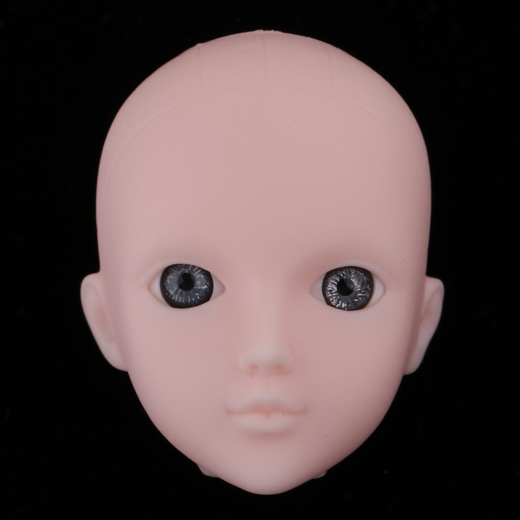 Beautiful Female Gray Eyes No Makeup Head for 1/6 BJD OB Doll DIY Making Body Parts