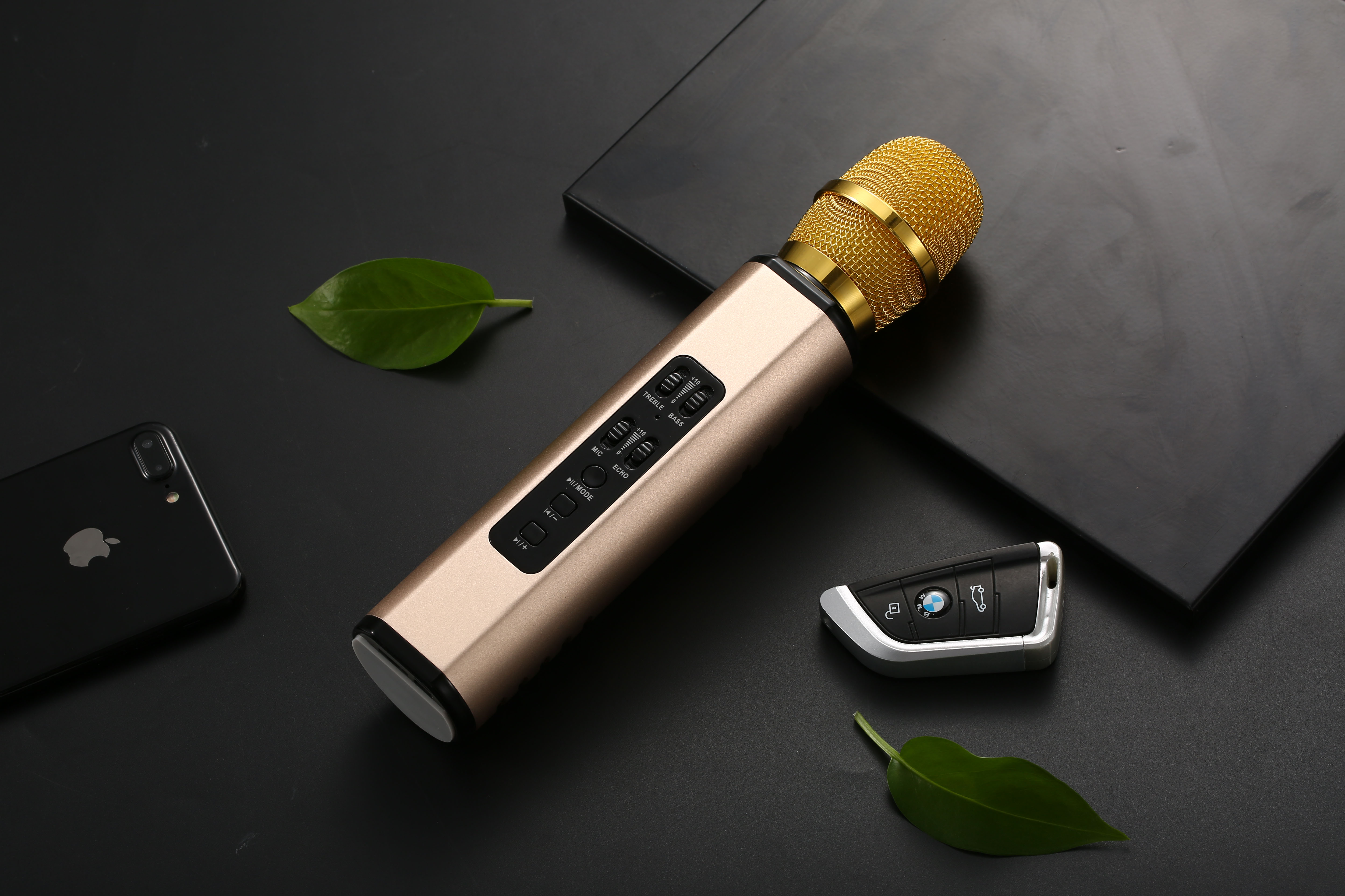 Micro Karaoke Bluetooth không dây đa chức năng Đôi loa kép Mic hát Karaoke di động thông minh cho điện thoại di động - Hàng Chính Hãng PKCB